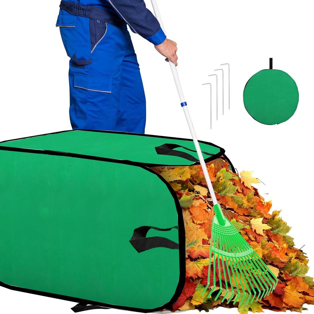Up Leaf Collector Bag, Foldable Lawn and Leaf Bags, Collapsible Reusable Portable Yard Waste Bin Garden Leaves Pick Up Tools for Collecting Trash