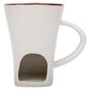 130ml Schokoladenfondue-Tasse mit Gabel Keramik Persönlicher Wärmer Schokoladenschmelzbecher Set für Date Geburtstag Weiß