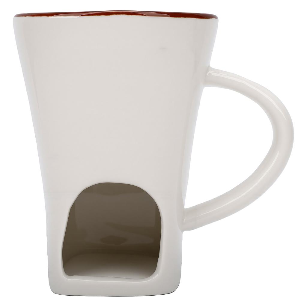 130ml Schokoladenfondue-Tasse mit Gabel Keramik Persönlicher Wärmer Schokoladenschmelzbecher Set für Date Geburtstag Weiß
