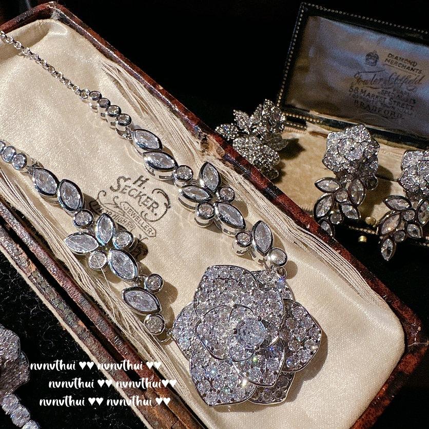 Colar de Pedra Rosa de Damasco, Felicidade de Mulher Rica, Banhado a Ouro 18K, Brincos de Zircônia Rosa Videira.