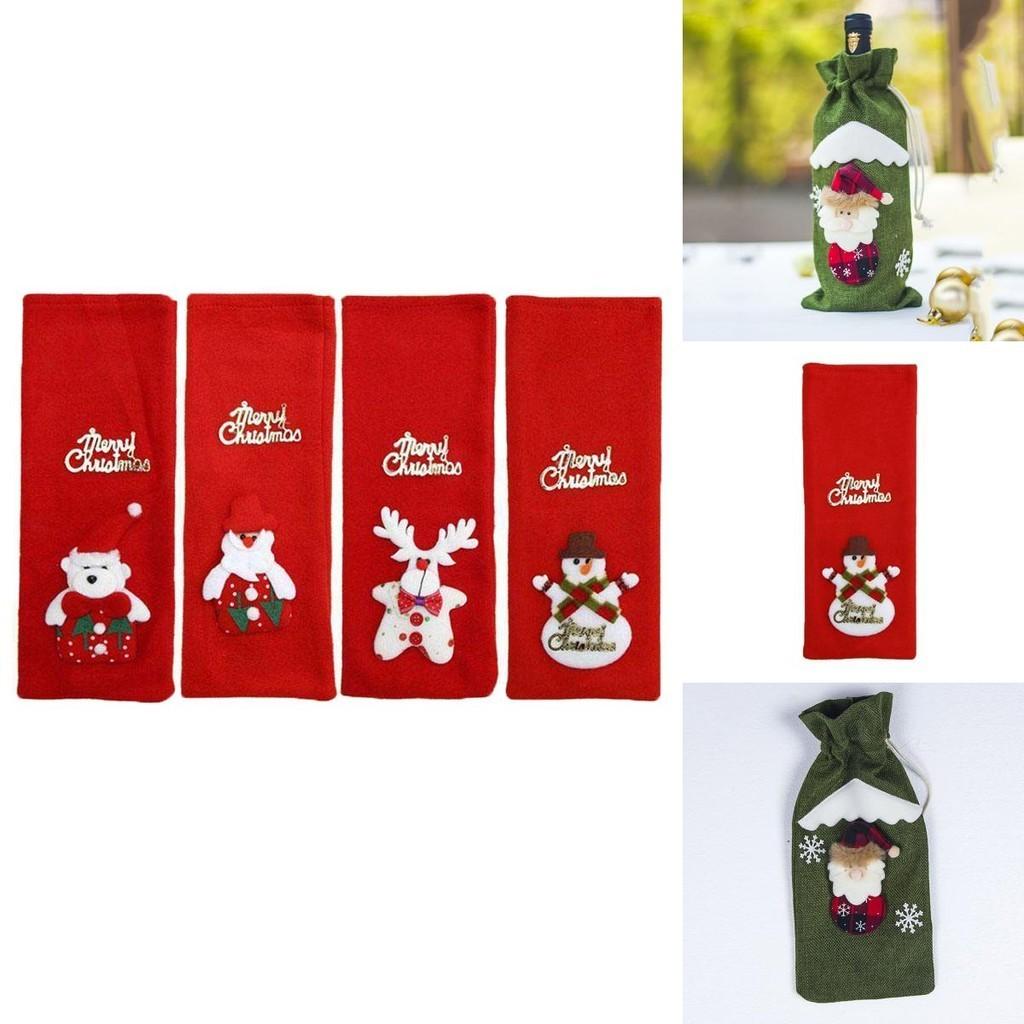 Festive Santa Wine Bottle Bag Cover For Merry Christmas Dinner Party Decor