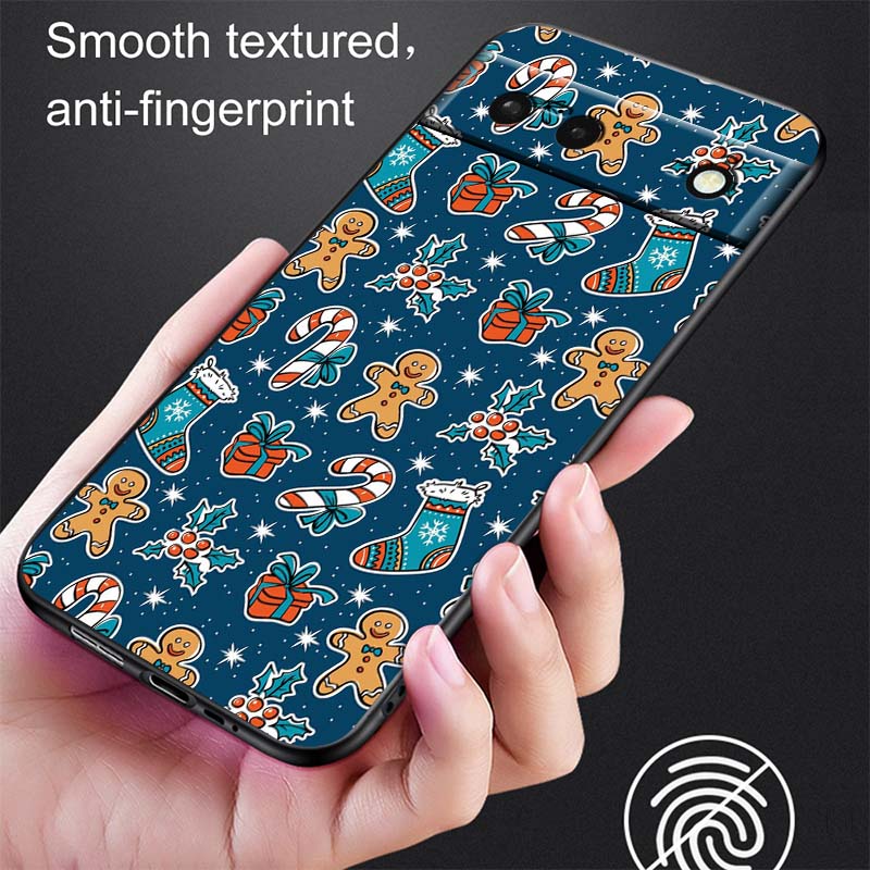 Christmas cartoon pattern Phone Case For Google Pixel 10 9a 9 8A 8 7 7A 6 6A Pro XL 2024 5G Black Soft TPU Silicone