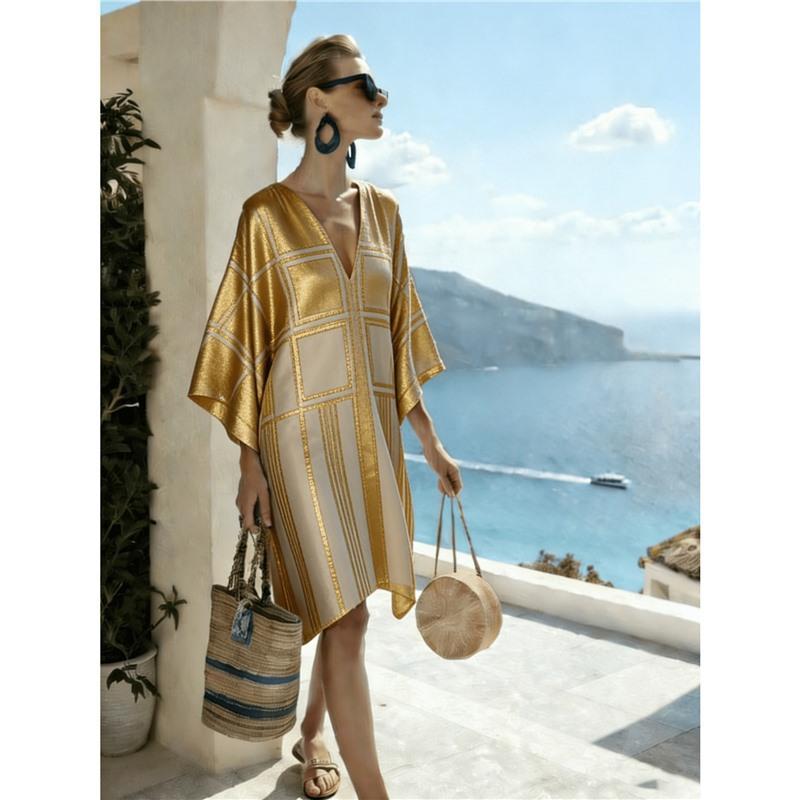 Bohemian ladies new D print seaside vacation fashion casual dress