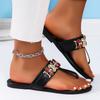 Rhinestone toe flat flip-flops outer wear sandals niche design sense summer sandals casual drag women's shoes