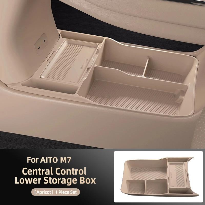 For AITO M7 Silicone Storage Box Center Console Under Layer Modification Special Car Interior Accessories Organizer