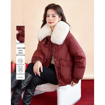 Women's Winter Petite Padded Jacket with Large Fur Collar