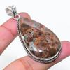 Natural Mud Crack Fossil Gemstone 925 Sterling Silver Jewelry Pendant 2.36" AP-15180