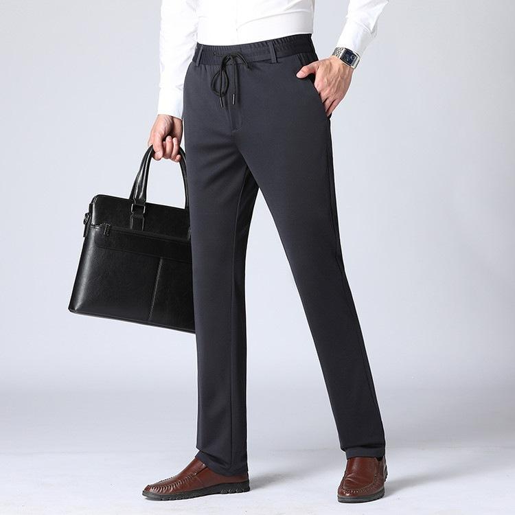 New Recommendation, Spring and Summer Thin Loose Men's Pants, Straight Middle-aged and Elderly Men's Elastic Waist High Waist Casual Pants
