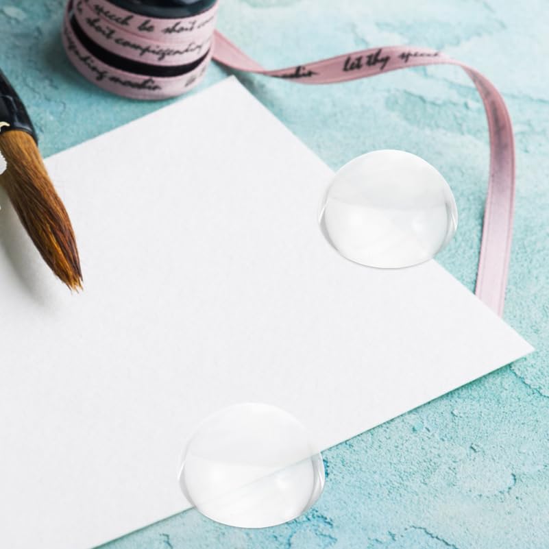 Operitacx Set of 2 Clear Glass Dome Paperweights for Calligraphy Practice, Multi-Purpose Desk Accessories, Approx. 1.57" x 1.57" x 0.79