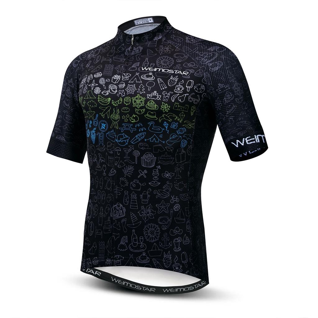 

2025 Fashion Men s Black Printed Short Sleeve Cycling Jersey XXXL