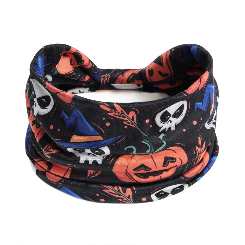 Halloween Print Headbands Women Girls Fashion Hair Bands Skull Vintage Cross Turban Bandage Bandanas Hairbands Hair Accessories