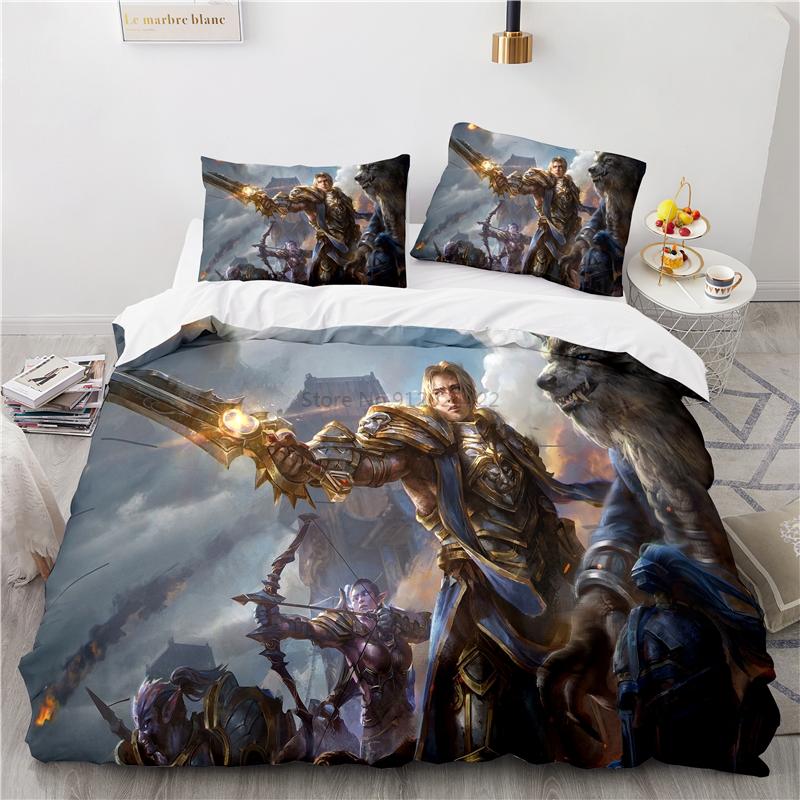 World of Warcraft Games Bedding Set Horde Banner Flag Printed Duvet Cover Set Pillowcase Twin Full Queen King Size Drop Shipping