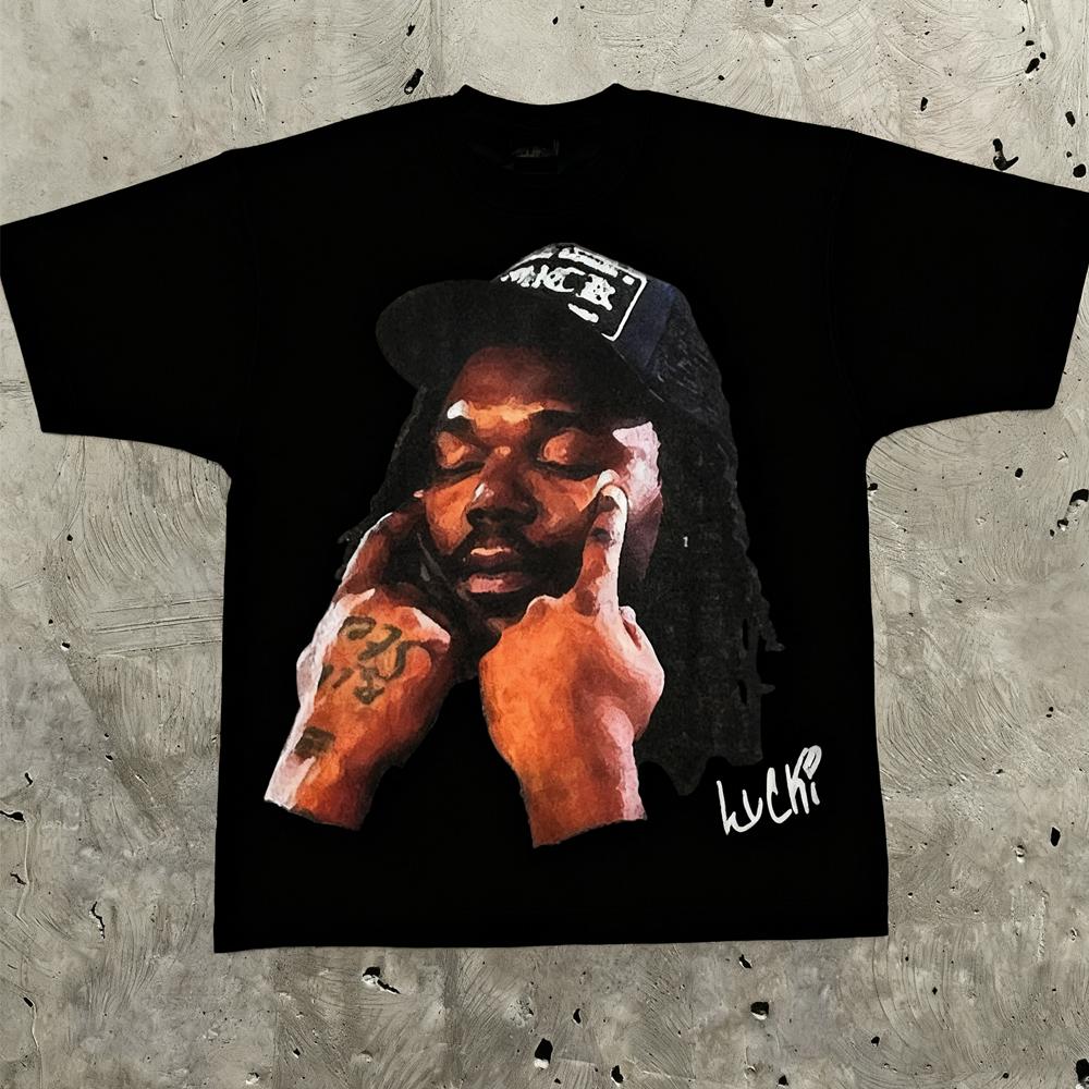 Y2k Europe and The United States New Summer Unisex Tshirt Portrait Printed Harajuku Hip Hop Personality Fashion Couple Shirt