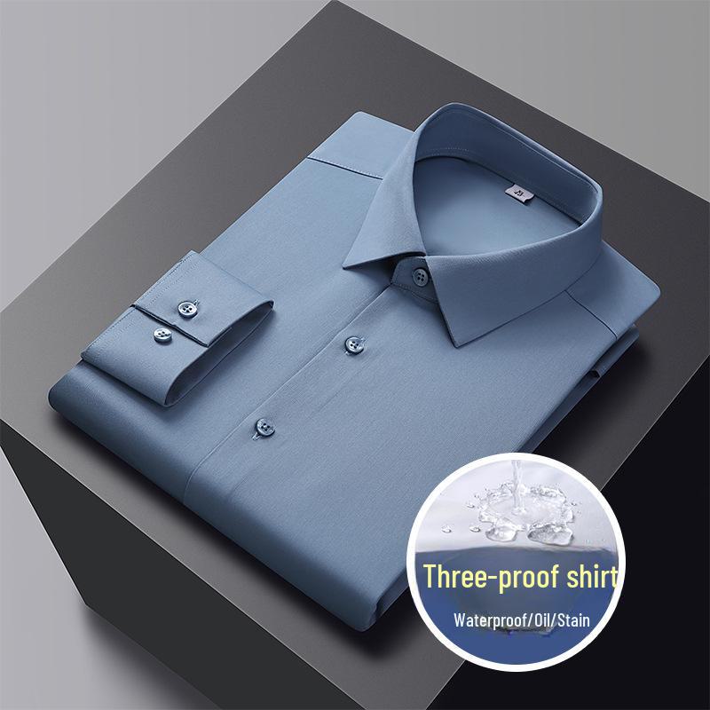 

Мужская однотонная рубашка из высококачественного триплекса стретч - не требует глажки, с длинным рукавом, деловой деловой наряд, весенняя коллекция. Size 44 (175-185 lbs)