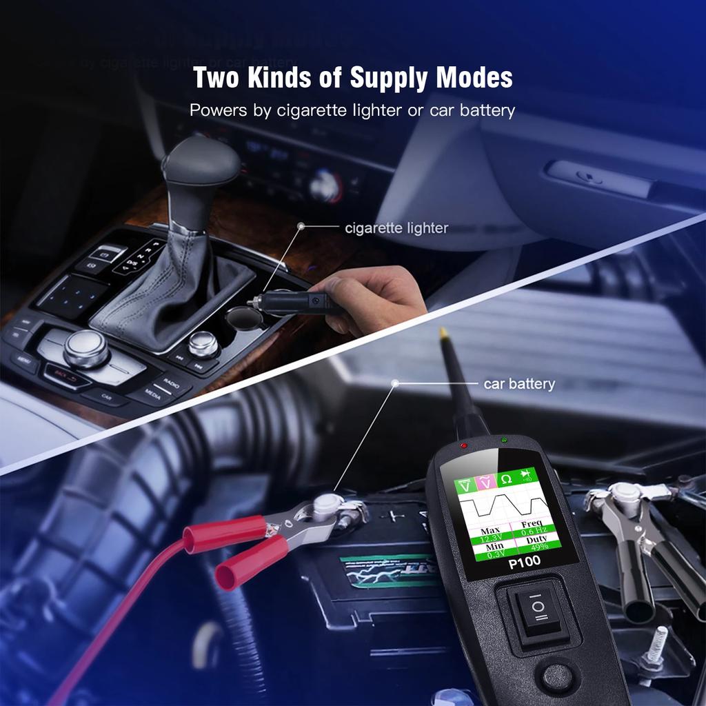 P100 TopDiag P100 2m Car Electrical Circuit Tester Automotive Power Scan Probe Circuit Kit 12V24V Battery Tester Diagnostic Tool