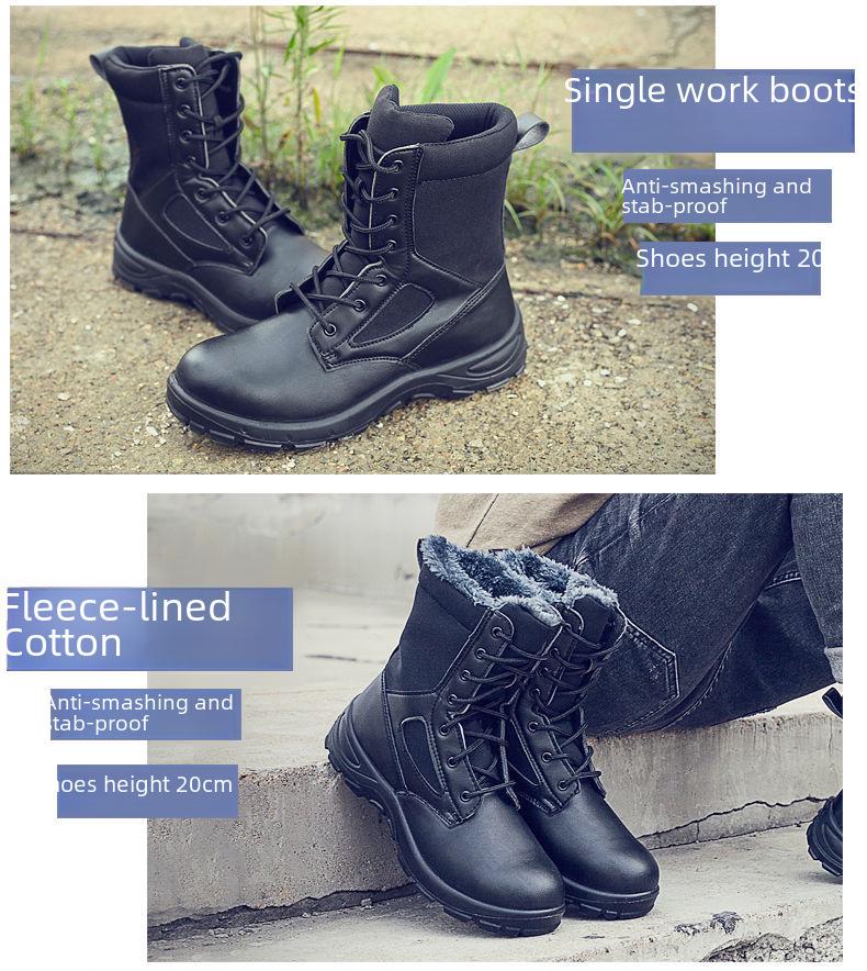 Winter Safety Steel Toe Shoes - Anti-Smash, Anti-Puncture, Velvet-Lined, Anti-Collision, Cotton Protective Footwear.