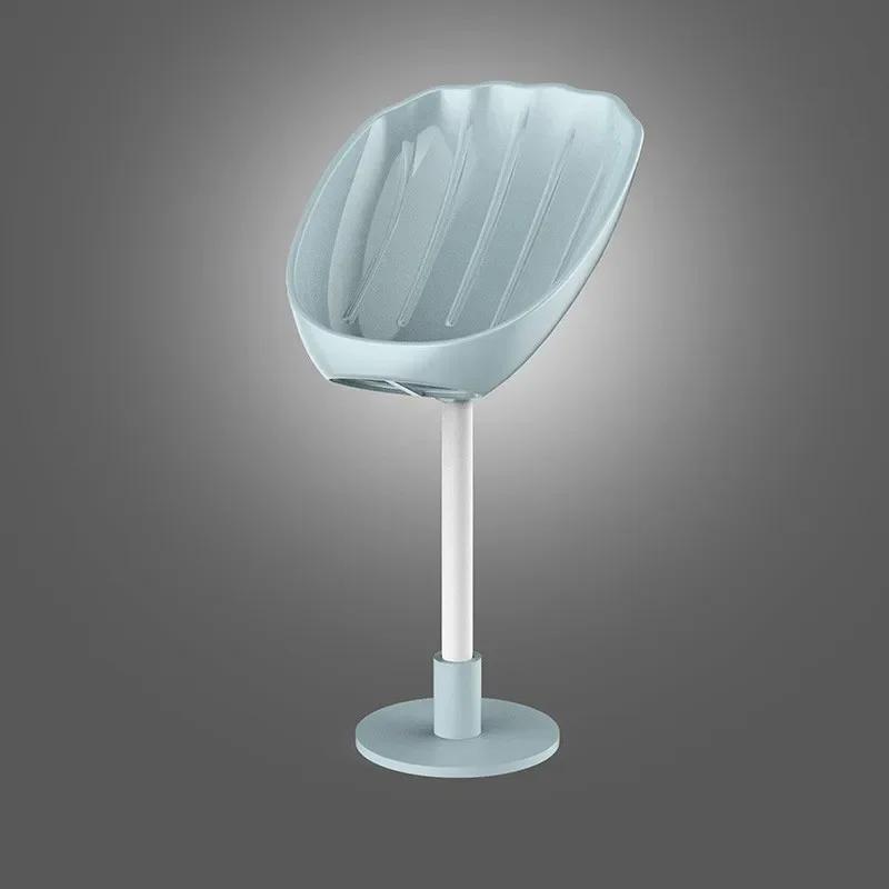 1pc Leaf Shaped Soap Box Mobile Suction Cup Wall Mounted Drain No Punching Storage Rack Bathroom and Home Storage