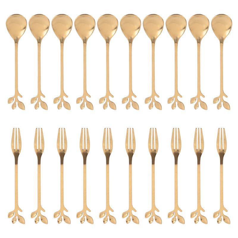

AEE2-Dessert Spoon And Fork Set Cake Fork Coffee Spoon Creative Fruit Fork Stainless Steel