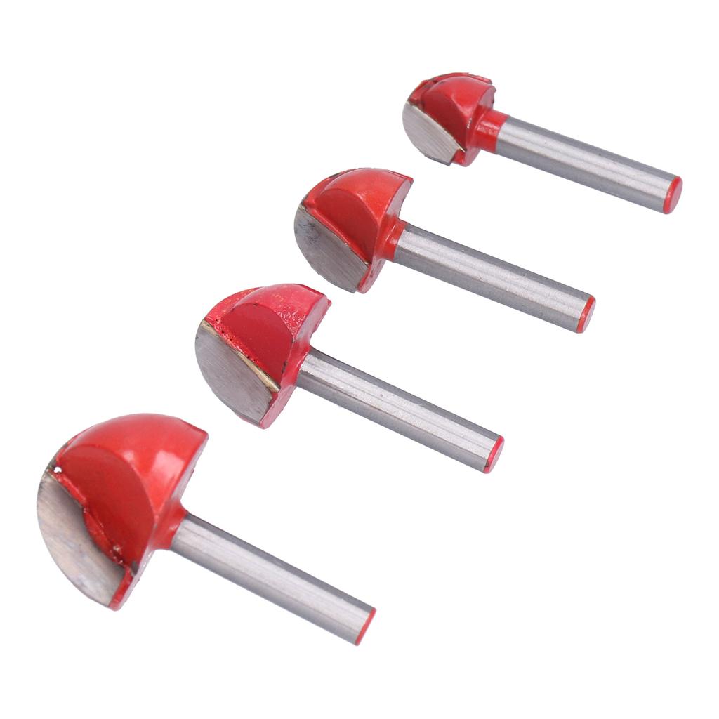 4Pcs Bowl Router Bit Ball Bearing Dish Carving CNC Milling Cutter Arc Digging Trimming Tool