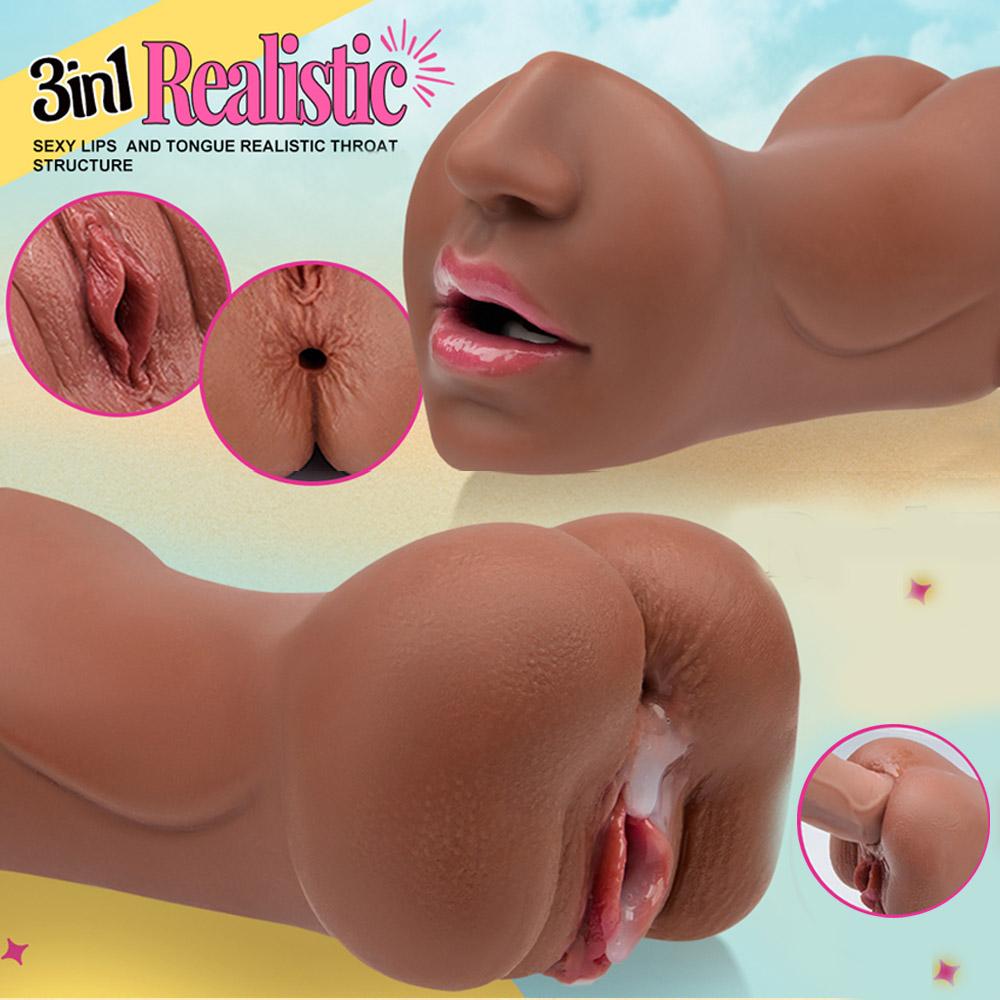 Male Penis Stroker with Realistic Textured Mouth Vagina Round Tight Ass & Anal, Pocket Pussies Blowjob Adult Sex Toys for Men Male Masturbation