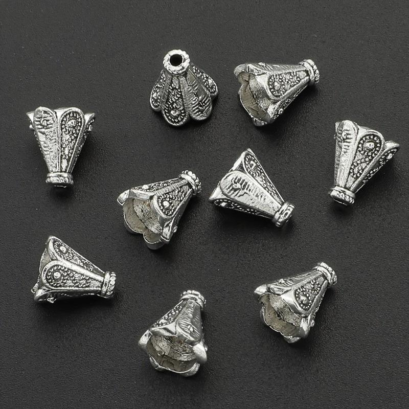 100 Stück Vintage Legierung Blume Abstandshalter Perlen - Blütenblattförmige Kappen für DIY Schmuckherstellung, Quasten-Halsketten- & Ohrring-Verbinder