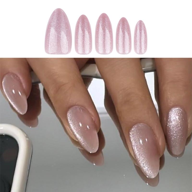 24 Uds. Uñas Postizas Almendradas Ojo de Gato Uñas Postizas Acrílicas Uñas Adhesivas Manicura Arte de Uñas Para el Viaje Diario o Ocasiones Especiales