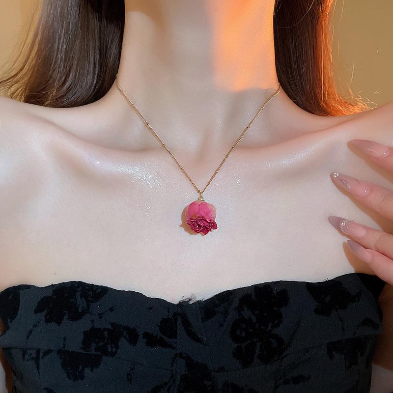 Goldbarren Bohnen Halskette - Edelstahl, Nischendesign, Schlichte Schlüsselbeinkette, Vielseitiger Modeschmuck