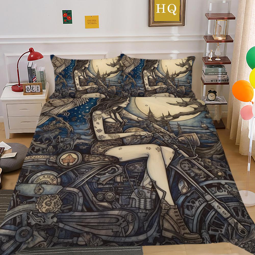 Beauty Skull Printed Home Bedclothes Single Size Polyester Bed Set Man Design Fashion Bedroom Decor
