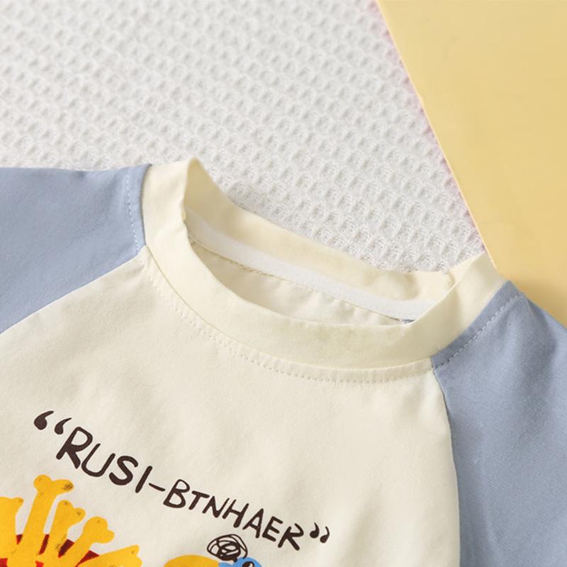 0-5-year-old Children's Short Sleeved Set Boys' Casual Printed Top+denim Shorts Two-piece Set Cute Baby Clothes