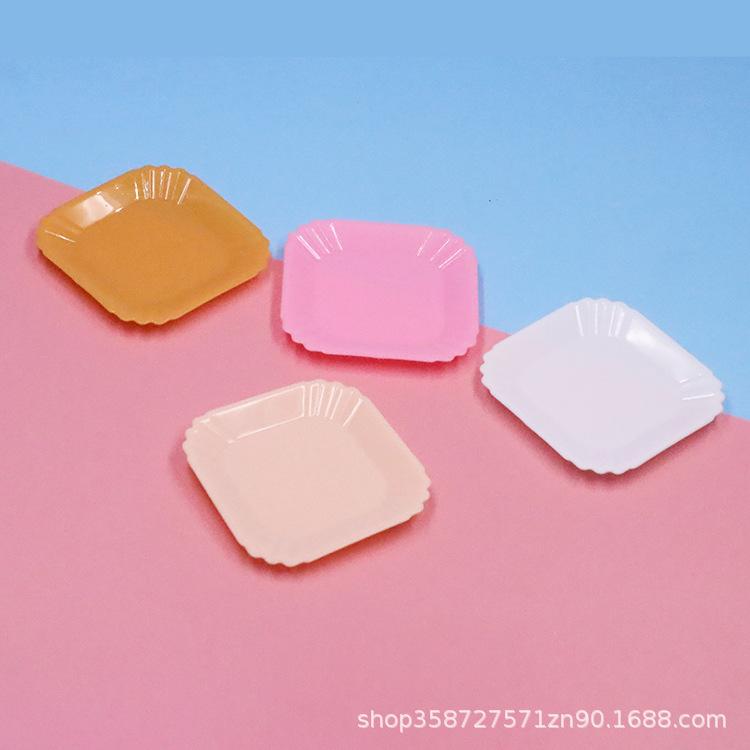 Doll House Simulation Mini Square Pastry Butterfly Dessert Plate Food Play Tableware Play House Small Toys