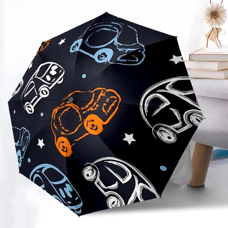 

1pc Car Pattern Automatic Folding Umbrella - 8-Rib Automatic Open/Close, Large Canopy Birthday Festival Gift yy251217158