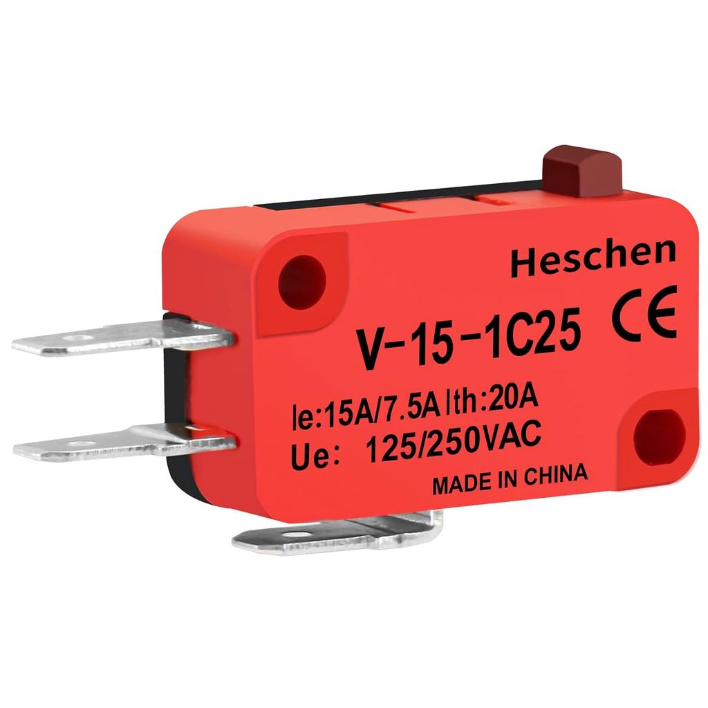Heschen Micro Switch V-15-1C25 SPDT Button Type 20A 250VAC 2 Pack