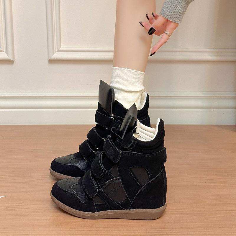 Autumn Velcro Women's Shoes, Color-Blocked Sporty Casual High-Top Shoes