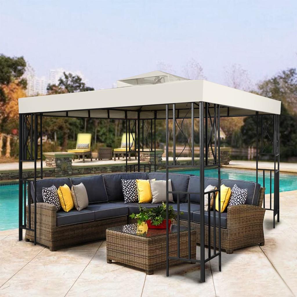 3x3M Garden Gazebo Top Cover Canopy Replacement Top Canopy Cover 2 Tier Outdoor Patio Garden Tent Roof Top for Patio Sunshade