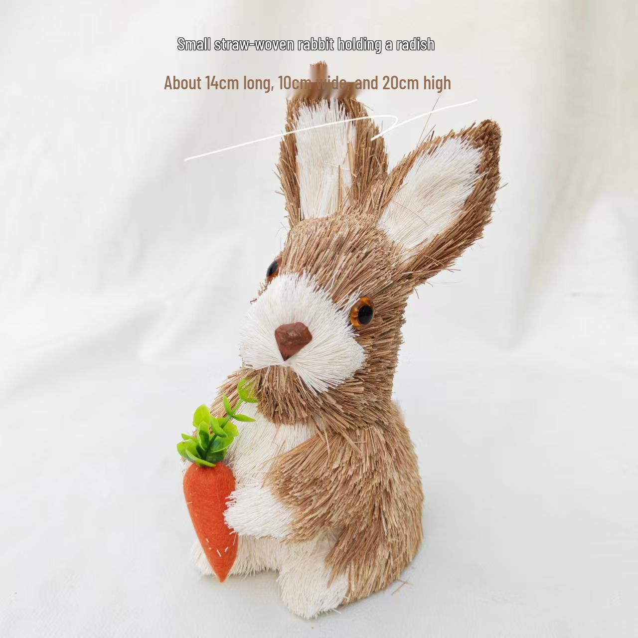 35CM Forest Style Straw Rabbit Ornament - Pastoral Easter Decoration & Photography Prop Full Straw Small Rabbit