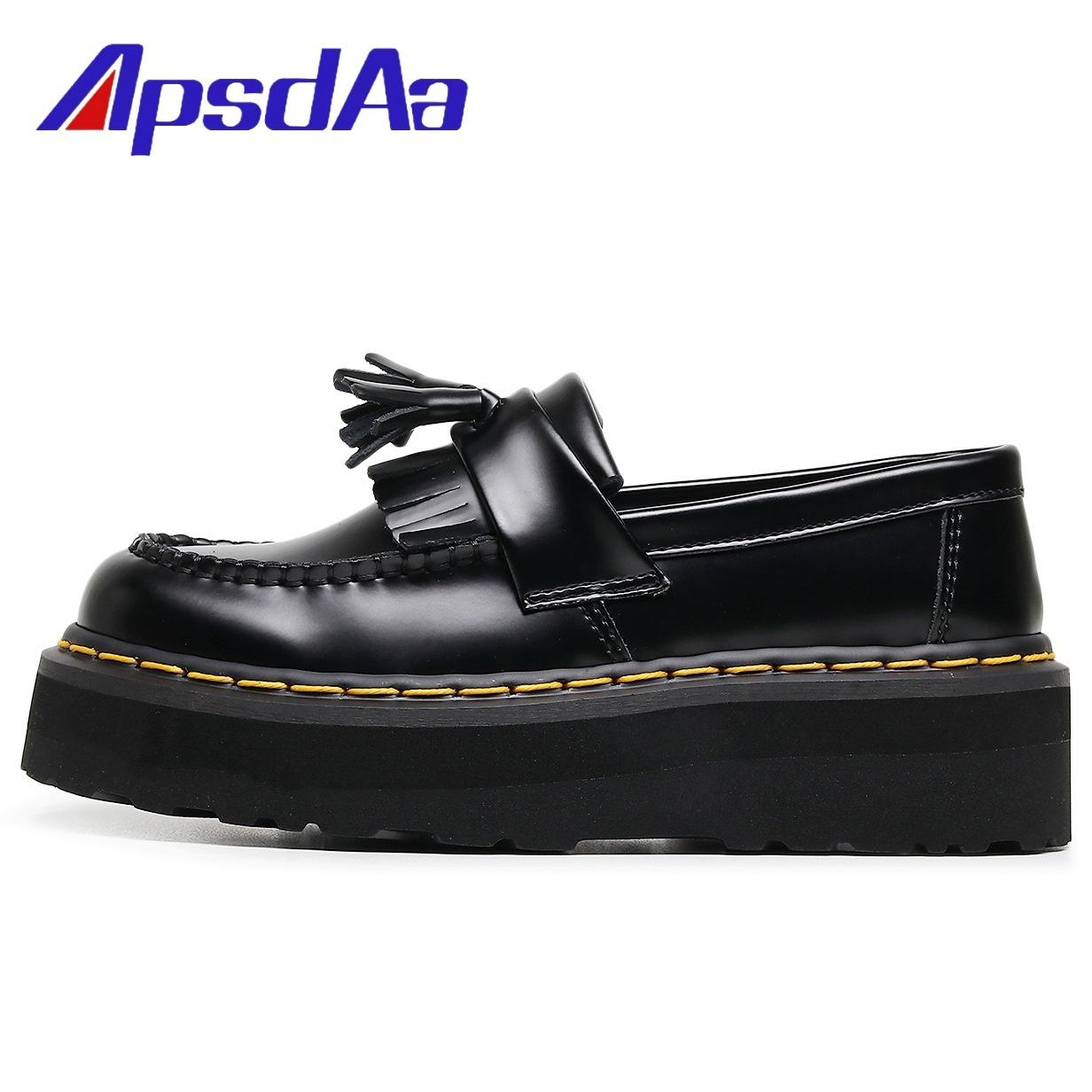 

женские лоферы на толстой подошве с бахромой, женские туфли из натуральной кожи с низким верхом, женские туфли Мартин, легкие, студенческие, универсальные, повседневные, на платформе 35