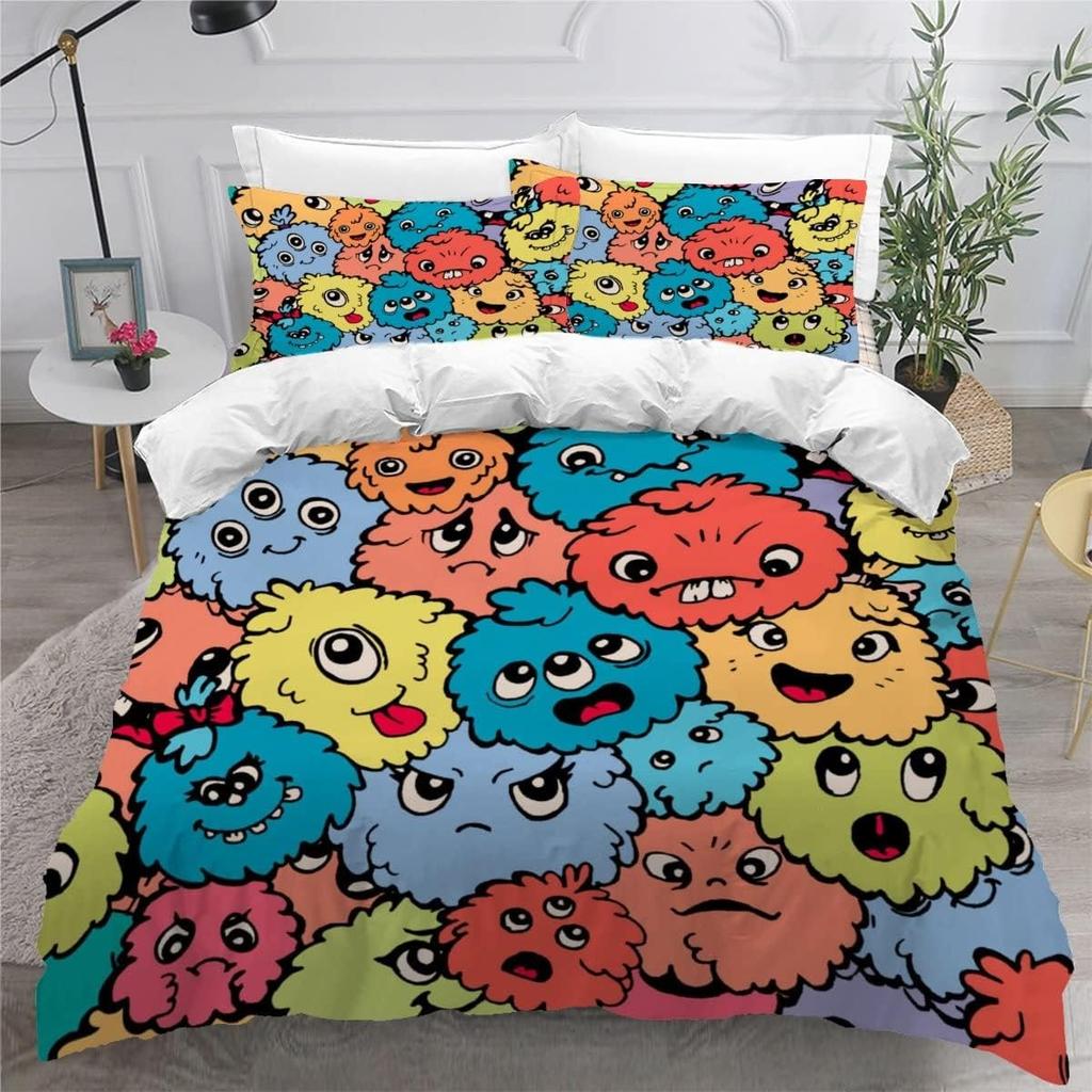 3D Printed Boutique Bedding Set Cartoon Animal 3-Piece Set for Children and Adults Full Size Soft 100% Microfiber Zipper