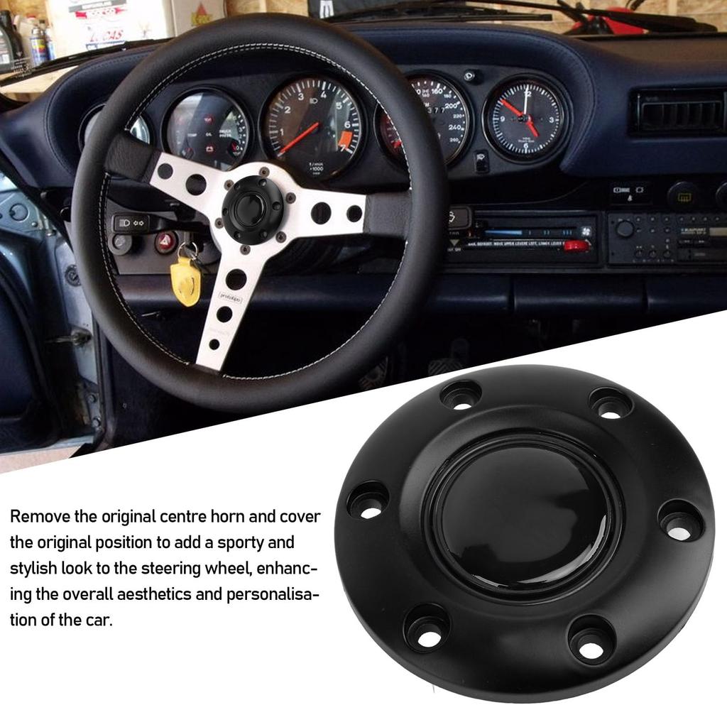 Steering Wheel Center Cap, 6 Volt Car Steering Wheel Horn Button Cover, Snap-in ABS
