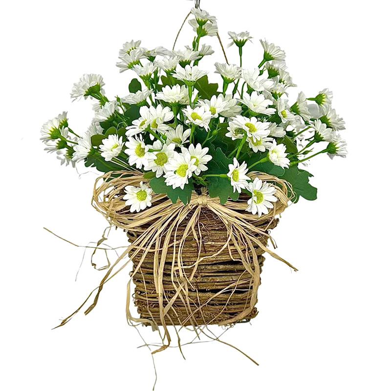 

1 шт., подвесная корзина, венок, коттедж, гирлянда, дикий цветок, имитация цветка, искусственная хризантема белый