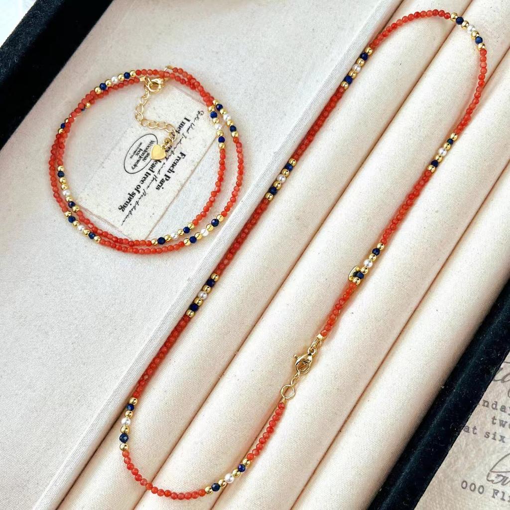 Vintage High Quality Natural Nanhong Baby Bead Collarbone Chain Necklace
