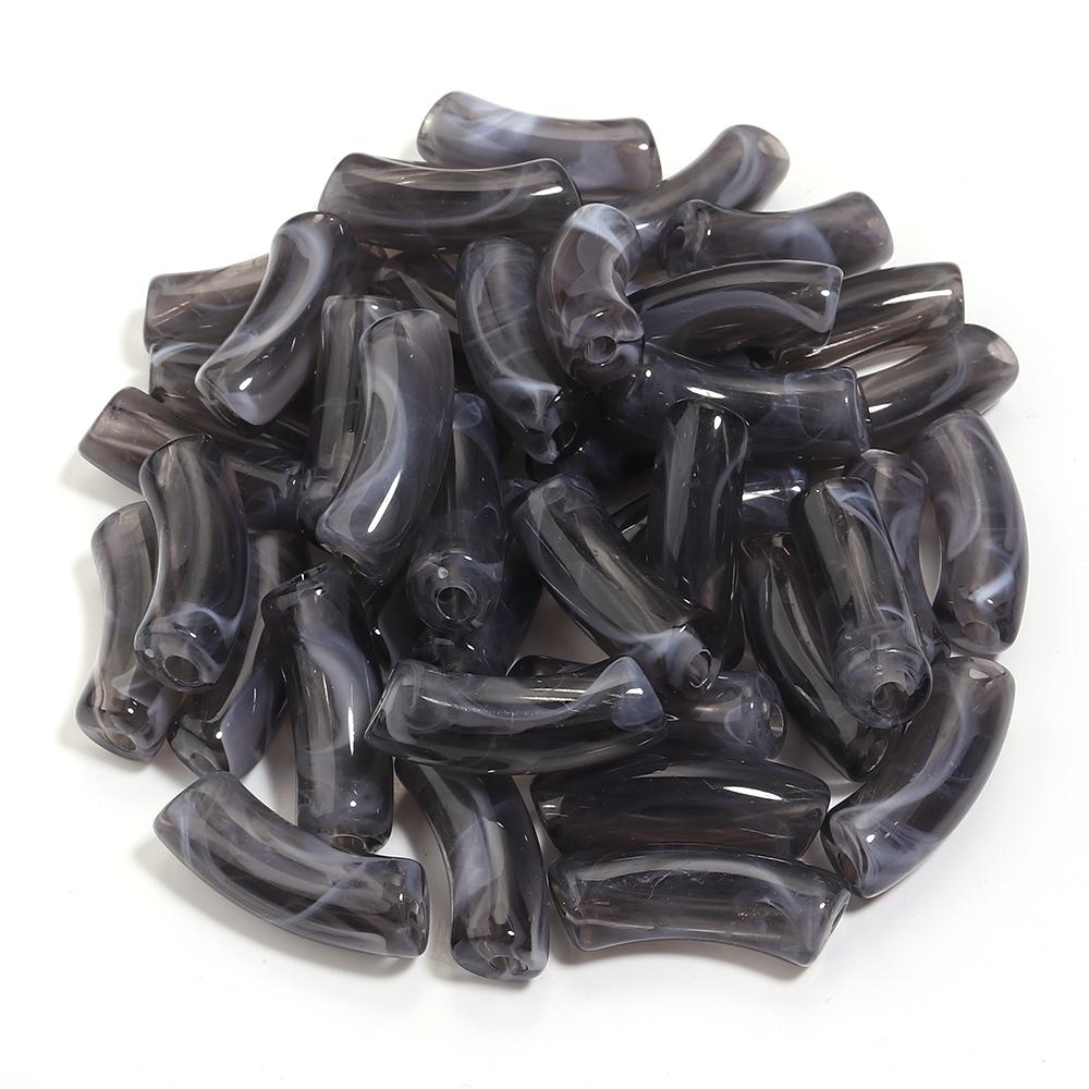 20pcs 35x11mm Acrylic Curved Tube Beads Dual Color Loose Beads For Jewelry Making DIY Handmade Necklace Bracelets Accessories