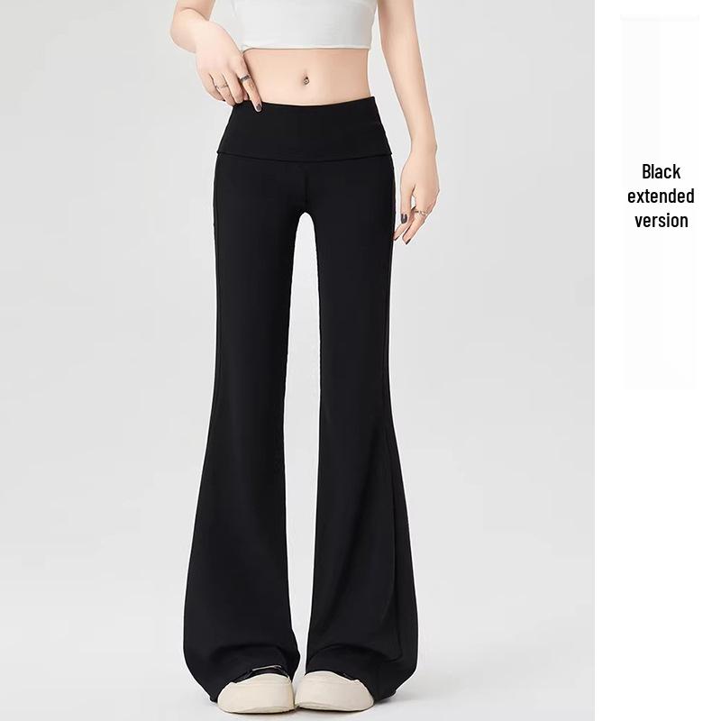 

American Knit Maternity Micro-Flare Pants with Two Inseam Lengths - Slimming, Elastic, Wide-Leg Spring Drape Pants M