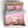 "Adorable Puppy In Flower Meadow" Exquisite Three-piece Bedding Set Gift for Kids and Adults
