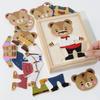 Holz Kinder Bär Dress Up Puzzle Spiel Übung Feine Bewegungen Spiel Frühe Bildung Pädagogisches Spielzeug