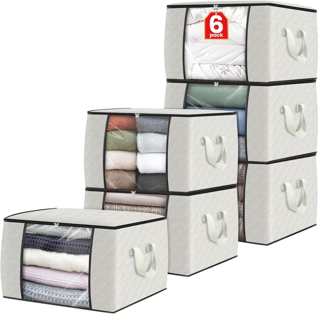 Fab Totes Storage Bags,Clothes Blanket Storage Bins Foldable Closet Organizers with Reinforced Handle for Home Dorm Storage and Organization