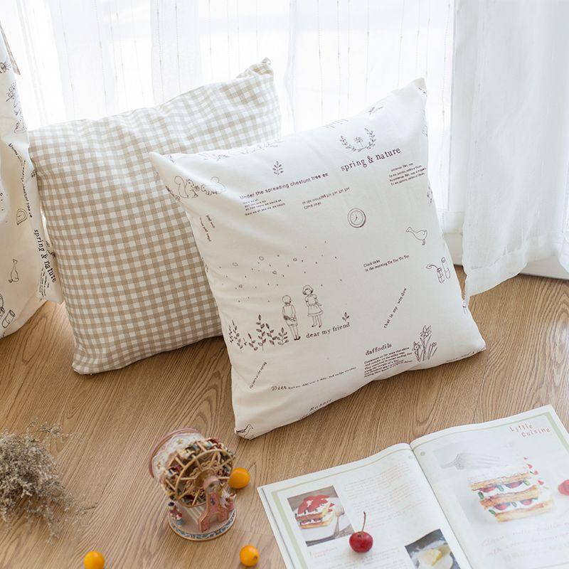 

Meyodo Диван Квадратная Подушка из Хлопка и Льна с Узором Тканевый Чехол Скандинавская Подушка для Дивана Офис Garfield and Caco Pattern 45x 45cm (pillowcase)