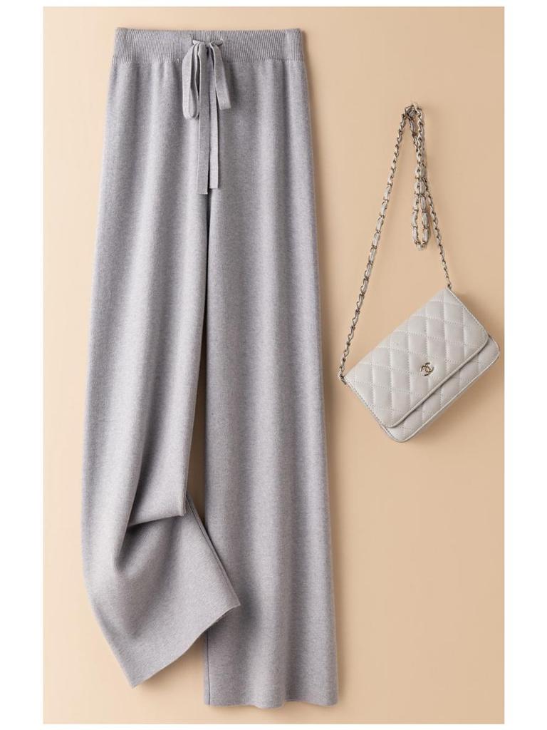 2024 Korean High Waist Knit Wide-Leg Extra Long Pants for Tall Women