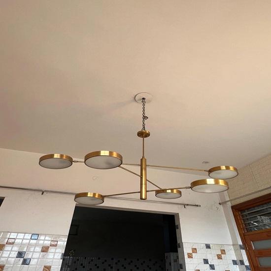 Modern LED Chandelier with Rotating Arms 6-Arm Drum Shade Ceiling Light 139.7 Cm Adjustable Pendant Dining Table, Kitchen
