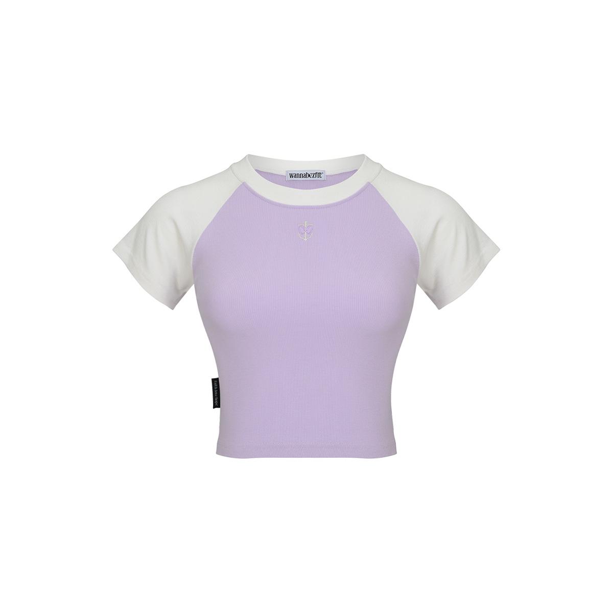 Wannabes Fit F.H.L Emblem Color Block Slim Fit Crop Top Lavender & White Lavender/Fresh