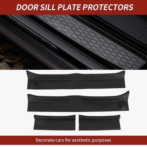 

Black Plastic Car Door Sill Protectors for 4-Door Jeep Moke - Anti-Scratch Scuff Plates, 1 Set No Size